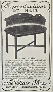 The Chair Shop Reproductions by Mail Hickory NC Butler's Table Print Ad 1942 - Picture 1 of 4