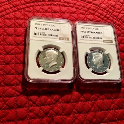 1981 S Type 1 Kennedy 50C PF69 Ultra Cameo + 2008 S Kennedy PF69 Ultra Cameo! - Image 1 of 2