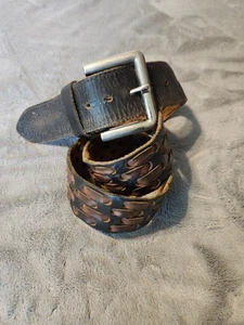 Cinturón de cuero para hombre patrón tejido occidental - Imagen 1 de 5