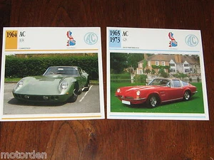 AC428+1964 AC A98 FORD Cobra 2 colour photo+specs cards FREE POST AUSTRALIA - Picture 1 of 2