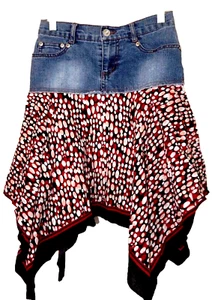 CANDIE"S Denim Kerchief Skirt w Gem Logo Stud & Rivets-girls 10 CUTE! - Picture 1 of 12
