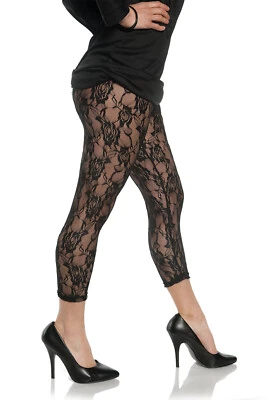 Underwraps Floral Lace Sheer Leggings Black Adult Womens Halloween Costume 28272 - Image 1 of 3