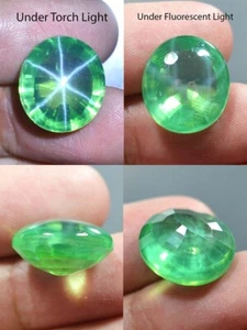 23 Ct 17x15 MM Colombian Green Star Sapphire 6 Rays Lab Corundum VDO SGS9390 - Picture 1 of 5