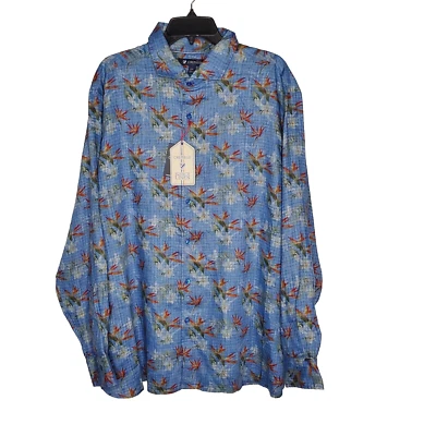 Daniel Cremieux French Linen Mens SZ XXL Blue Floral Long Sleeve Casual Shirt - Image 1 of 4