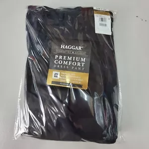Haggar Men's B&T Premium Comfort Stretch Classic Fit Dress Pant Black 54x34 - Picture 1 of 11