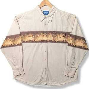 Vintage Wrangler Western Cowboy Shirt Mens 3XL Horses Graphic Pearl Snap Rodeo - Picture 1 of 19