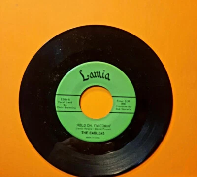 CHRIS BROWNING & EMBLEMS HOLD ON I'M COMIN SOUL R&B  MOD 45 RPM RECORD Foto 1 de 2