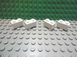 Lego 4 weiße 1x2 Steine Block mit Gitter NEU - Bild 1 von 1