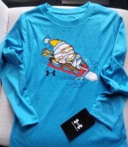 Under Armour Boy's Long Sleeves Graphic Tee Size 4 Blue - Picture 1 of 9