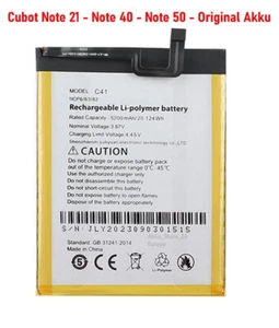Cubot Note 50 Akku -   - 5200mAh - C41  - Original Akku - Bild 1 von 1