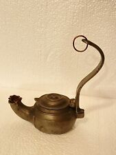 Antique Primitive Pewter? Whale Oil Hanging Betty Lamp Marked