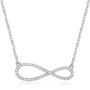 925 Sterling Silver Infinity Necklace With 0.23 Carat Diamond Handmade Jewelry - Picture 1 of 6