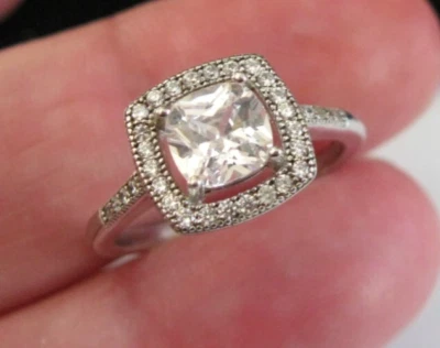 Sterling silver Art Deco Ring Size N, Pretty engagement ring - Image 1 of 4