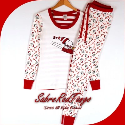 NWT HANNA ANDERSSON PEANUTS ORGANIC LONG JOHNS PAJAMAS SNOOPY MIX IT UP XL 16 18 - Image 1 of 4