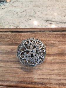 Vintage Silver And Crystal Belt Buckle - Picture 1 of 2