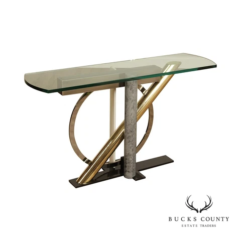 Kaizo Oto For Design Institute of America Post Modern Mixed Metal Console Table Cover