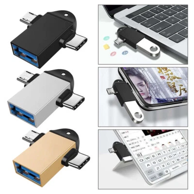 2 in 1 USB C+Micro USB Male to USB 3.0 Female OTG Adapter Converter Connector 1x - Image 1 of 4