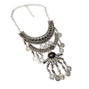 Ethnische Kette Halskette Collier Statement Vintage Boho Münzenkette Tribal - Bild 1 von 2