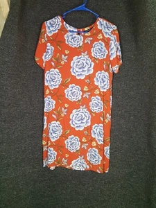 Forever 21 Damen Orange Blumen Mini Shirt Kleid Größe Medium  - Bild 1 von 5