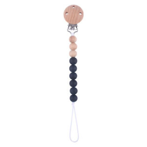Baby Dummy Clips Wooden Silicone Beads Pacifier Chain Strap Holder Shower Gifts+