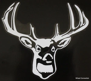Buck Head Window Graphic Decal Outdoors man Hunter Sticker Only White transfers - Picture 1 of 9