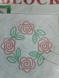 White Quilt Blocks Flowers 6 Blocks Embordery - Picture 1 of 3