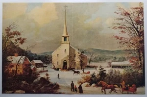 Going to Church By George Henry Durrie from 1955 American Heritage - Picture 1 of 2