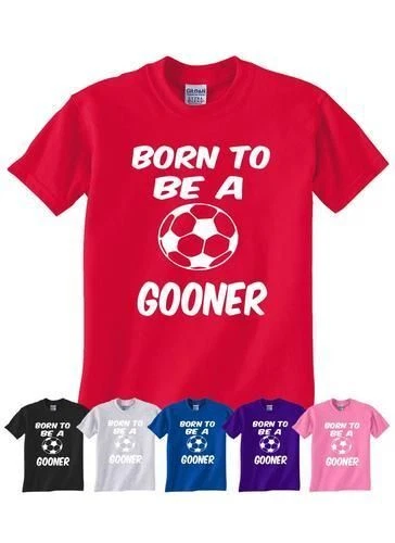 SG GILDAN FRUIT Born To Be A Gooner Arsenal Fußball Fan Mädchen Jungen Kinder T-Shirt Alter 1-13