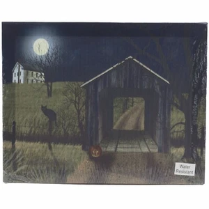 Impresión en Lienzo Puente Hueco Dormido Billy Jacobs Halloween Gato Negro Calabaza 8x10" - Imagen 1 de 2