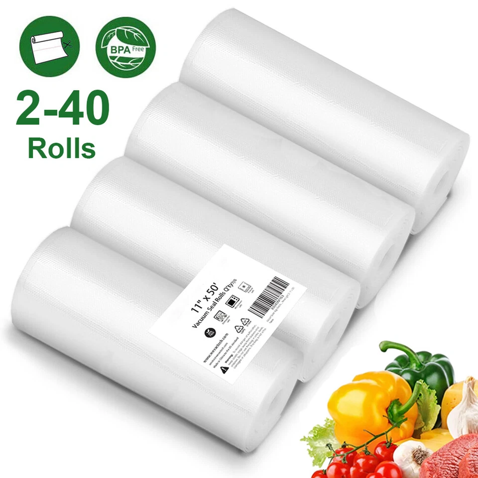 11"x50' Vacuum Sealer Bags Roll 4 Mil Food Storage Saver Embossed Sous Vide Cook - Image 1 of 4