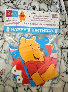 Winnie the Pooh Happy Birthday Banner Disney Tigger Piglet Party Celebration NOS - Picture 1 of 4