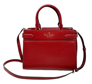 Kate Spade Staci Medium Satchel Red Currant Leather Bag WKRU6951 NWT 🎁NEW🎀 - Picture 1 of 13