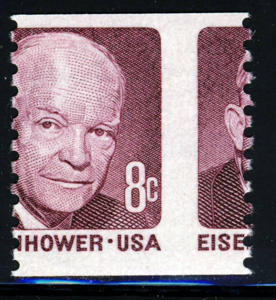 US 1971 Eisenhower 8 cent  Misperf/Miscut Single (1395) . Mint Never Hinged - Image 1 of 1