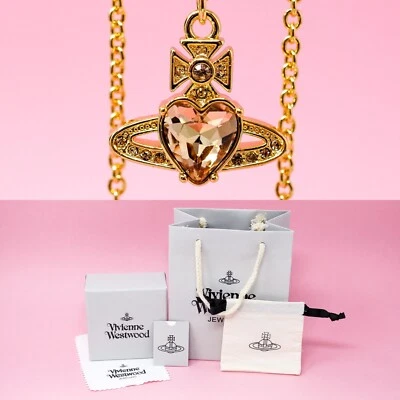 Vivienne Westwood Necklace Gold Plated Heart Orb Pendant With Crystals Gift Box - Image 1 of 4