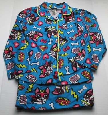 Nuevo Pijama Joe Boxer 2 Piezas Niñas Talla 4-5 Azul Nerds Rock Dog Foto 1 de 4