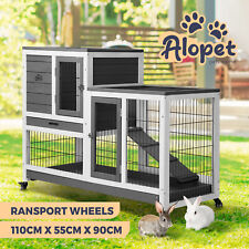 Alopet Rabbit Hutch Chicken Coop House Run Wooden Pet Cage Wheels Guinea Pig Bun