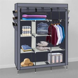 69" Portable Closet Wardrobe Clothes Ample Storage Space Organizer Armoire Free - Picture 1 of 16
