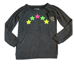 Chaser Brand girls charcoal heather neon stars cozy knit pullover top 10 NWT - Picture 1 of 2