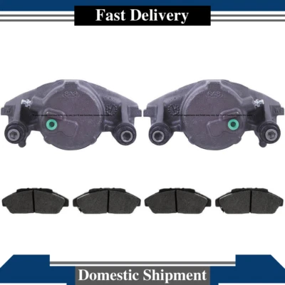 Pinzas de freno delanteras izquierda derecha y pastillas metálicas para GMC C1500 1988-1999 Foto 1 de 4