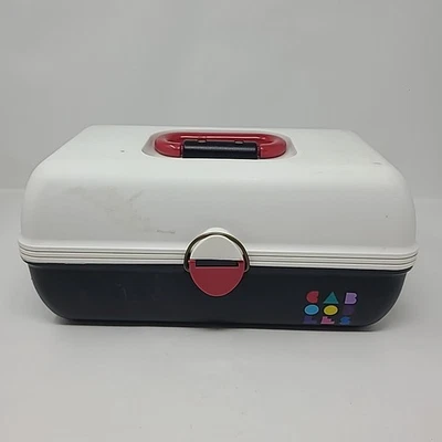 Estuche de cosméticos de maquillaje vintage Caboodles blanco y negro 2620 13” x 6” x 7,5” Foto 1 de 4