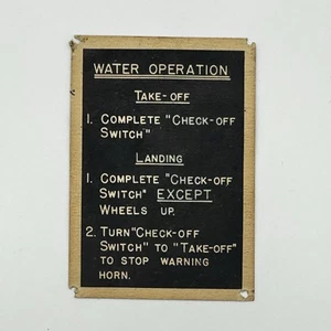 Placa de datos de operación de agua de colección Republic Aviation - papel militar de EE. UU. - Imagen 1 de 4