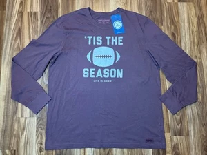 Life Is Good Fußball "Tis The Season" braunes Langarmshirt Herren Gr. XL - Bild 1 von 9