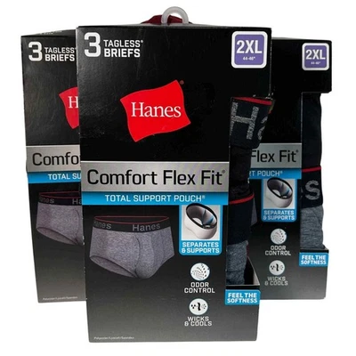 Paquete de 9 calzoncillos Hanes Comfort Flex Fit para hombre sin etiquetas bolsa de soporte total 2XL NUEVOS CON ETIQUETAS Foto 1 de 4