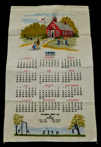 Vtg Dated 1970 Kitchen Tea Towel COUNTRY SCHOOL HOUSE Advertising TAYLOR, TEXAS - Picture 1 of 4