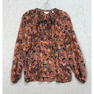 A.L.C. 100% Silk Blouse Size 6 Dark Floral Sheer Career Day to Night Elegant - Image 1 of 4