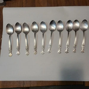 Vintage Wm. Rogers Inspiration-Magnolie Versilbert Teelöffel 10er Set - Bild 1 von 2