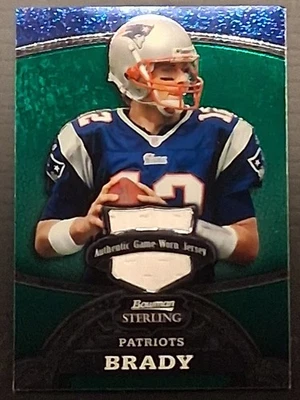 2008 Bowman Sterling #52 Tom Brady Game Used Jersey Patch Green 096/249 - Image 1 of 4