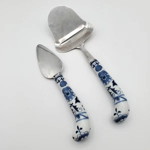 Vintage PRILL acciaio inox Sheffield Inghilterra cipolla blu Danubio formaggio piano e spargitore - Foto 1 di 12