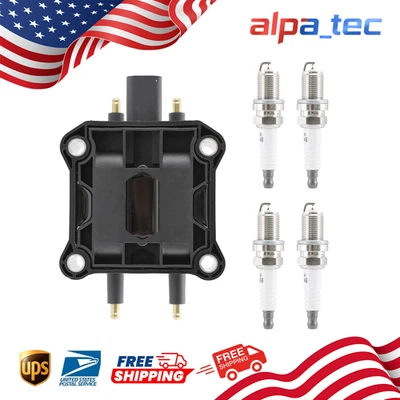 Ignition Coil & 4x iridium Spark Plugs UF183 For 2003-2006 Jeep TJ Wrangler 2.4L Foto 1 de 4