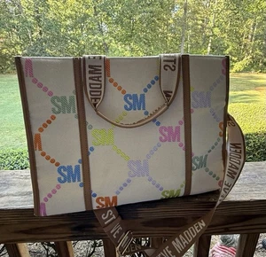 Steve Madden Logo Tote Bag Large Cream/Brown Shoulder Crossbody With Coin Purse - Bild 1 von 10